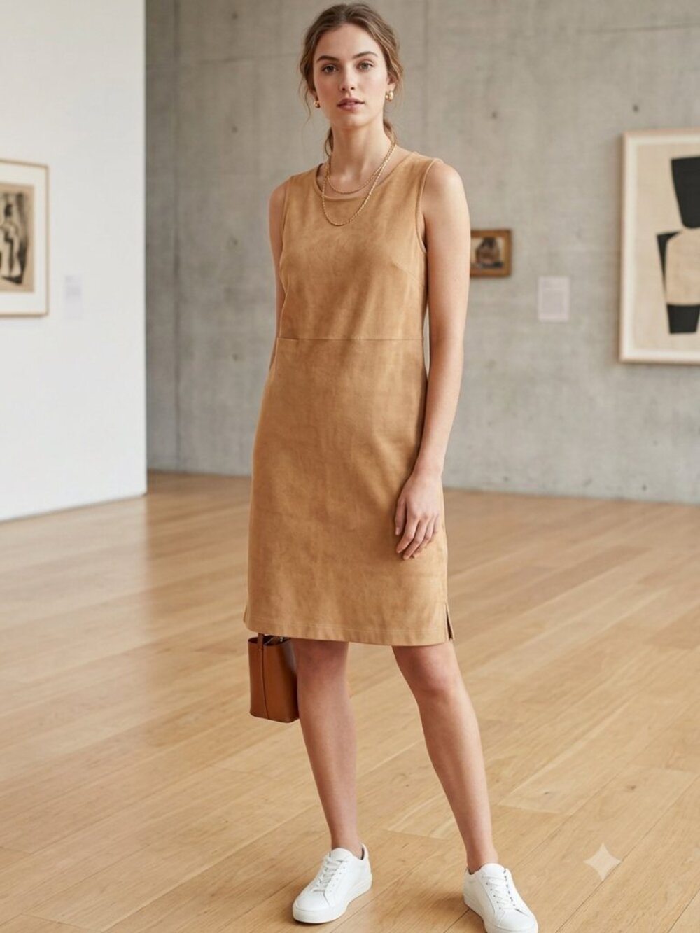 CC HUGHES Vintage Jumper Tank Dress Women's Large Tan
